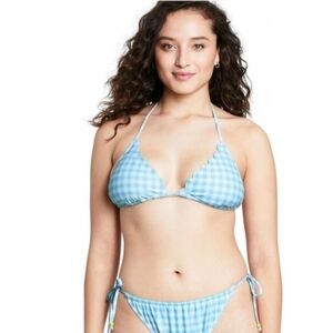 Stoney Clover Scalloped Light Blue Gingham Bikini Set